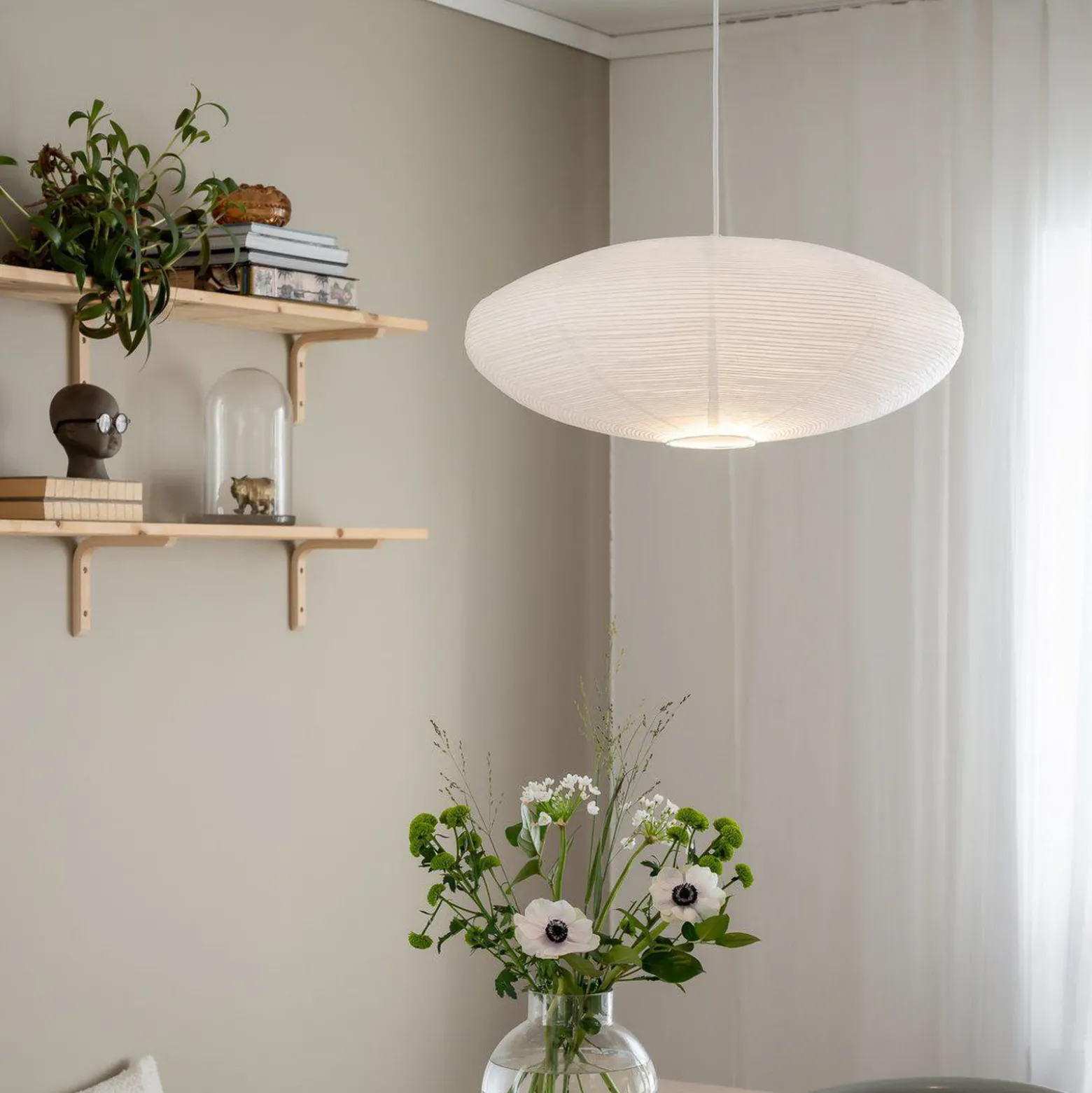 PR Home lámpara colgante Yuni, blanca, Ø 60 cm, suspensión blanca, E14