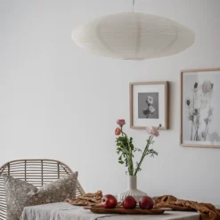 PR Home lámpara colgante Yuni, blanca, Ø 60 cm, suspensión blanca, E14