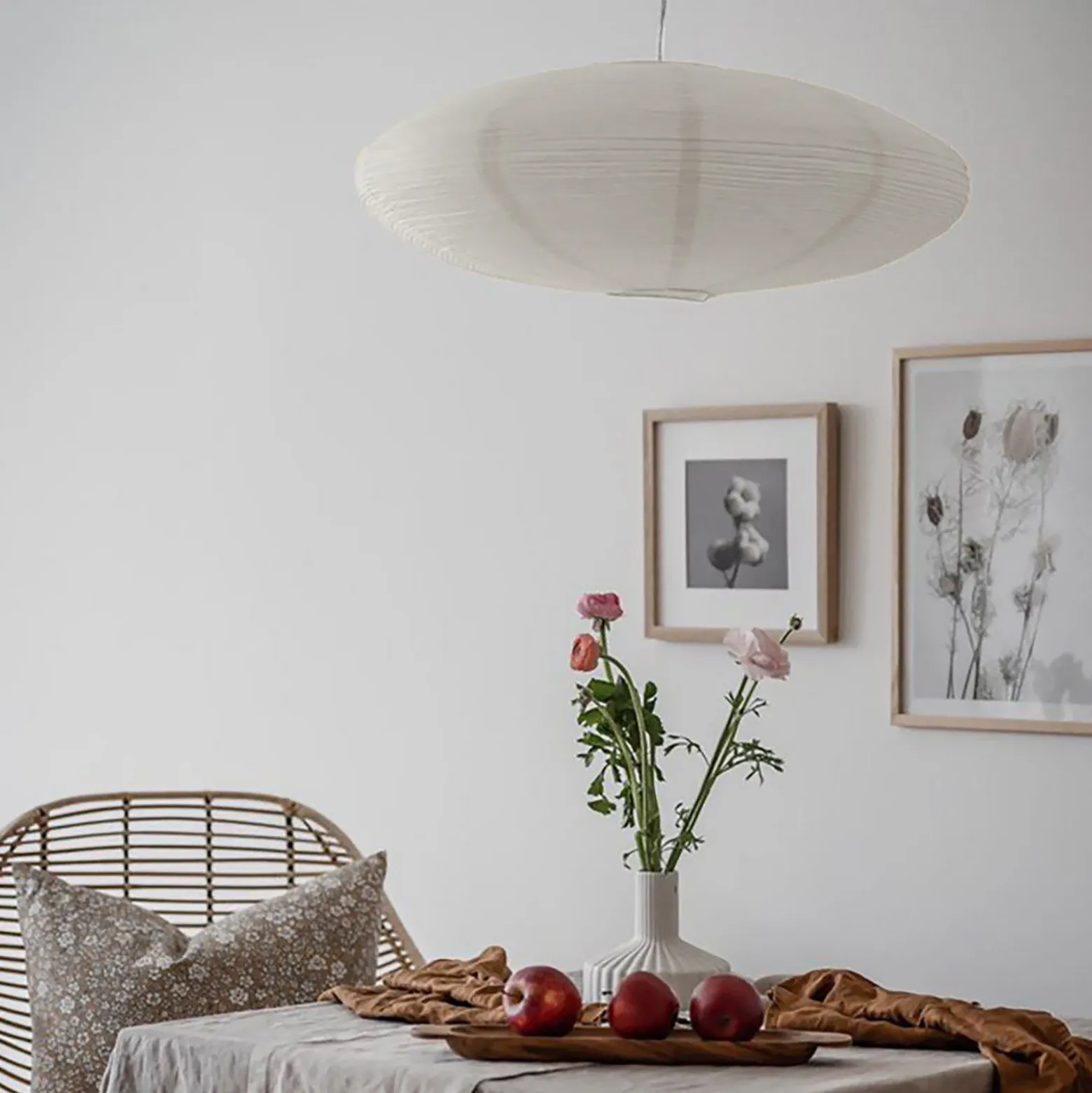 PR Home lámpara colgante Yuni, blanca, Ø 60 cm, suspensión blanca, E14