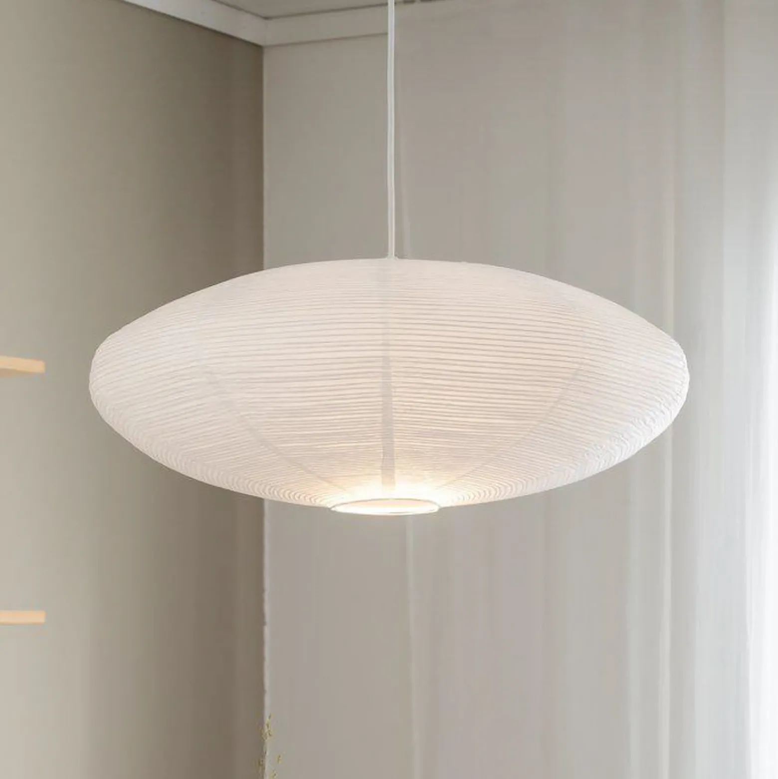 PR Home lámpara colgante Yuni, blanca, Ø 60 cm, suspensión blanca, E14