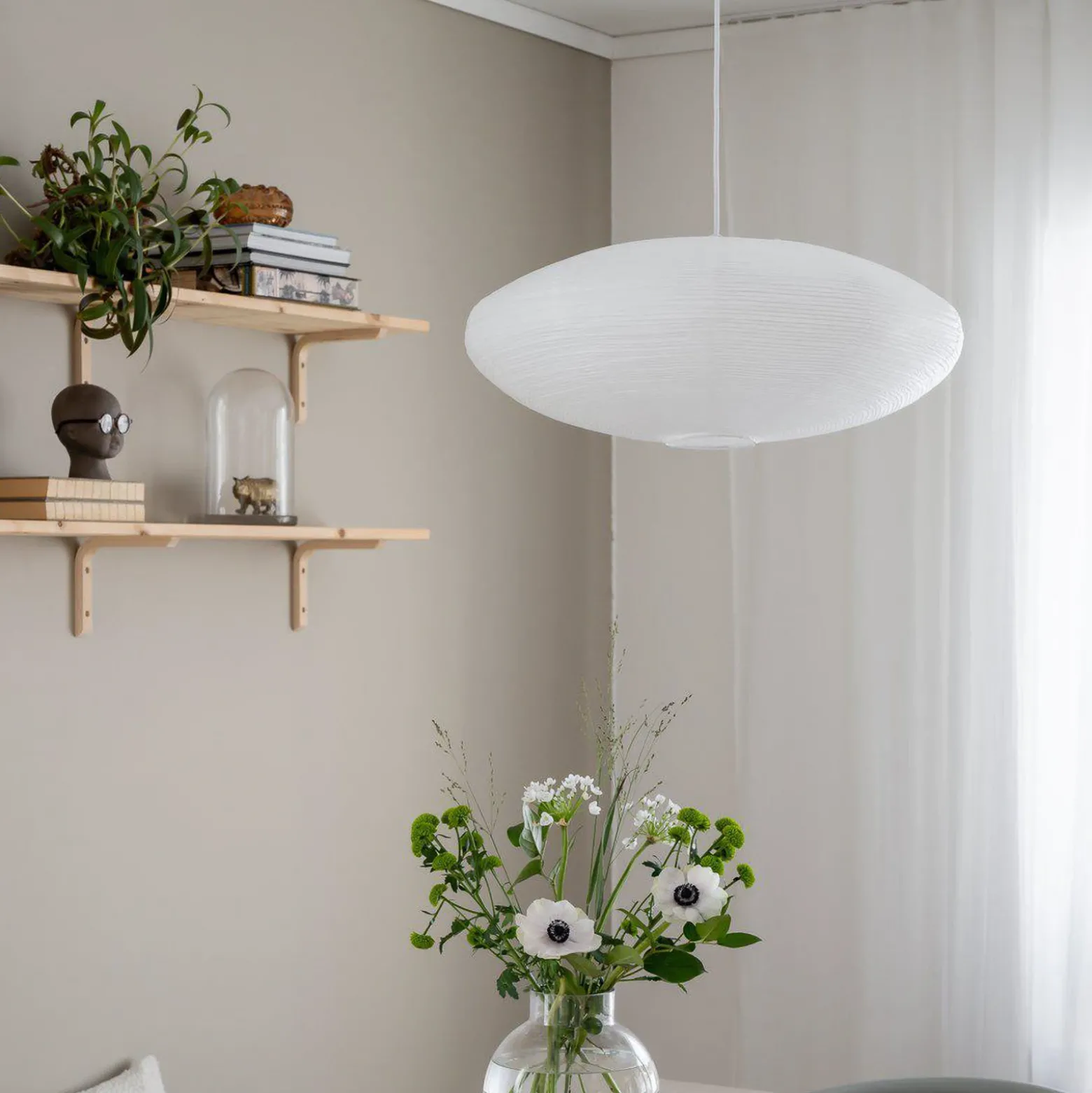 PR Home lámpara colgante Yuni, blanca, Ø 60 cm, suspensión blanca, E14