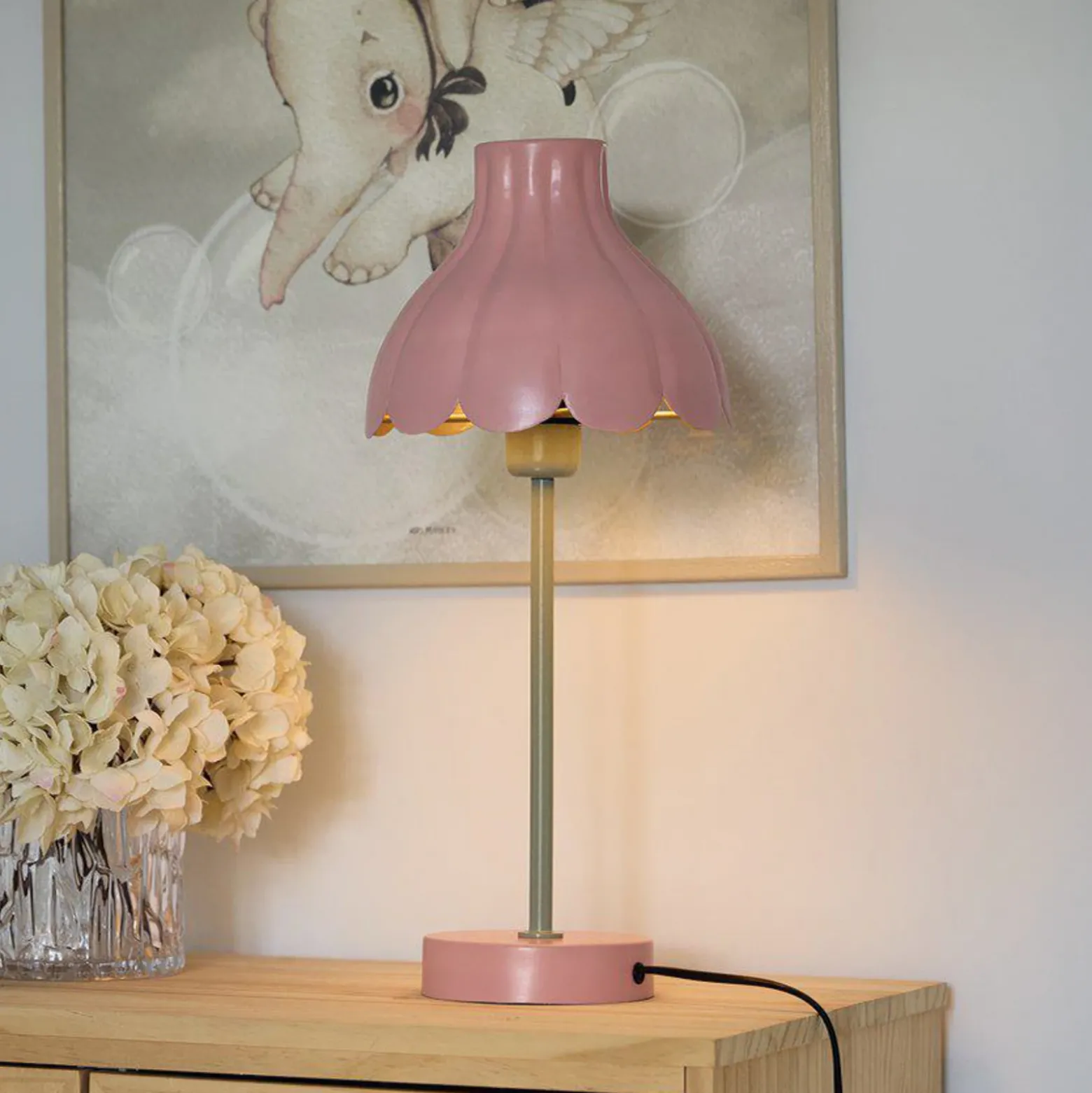 PR Home Lámpara de mesa Wera, rosa/verde, altura 47 cm, metal
