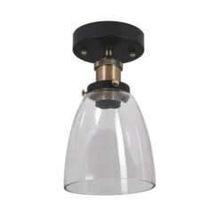 PR Home Plafón Kappa, latón/claro, cristal, Ø 14 cm