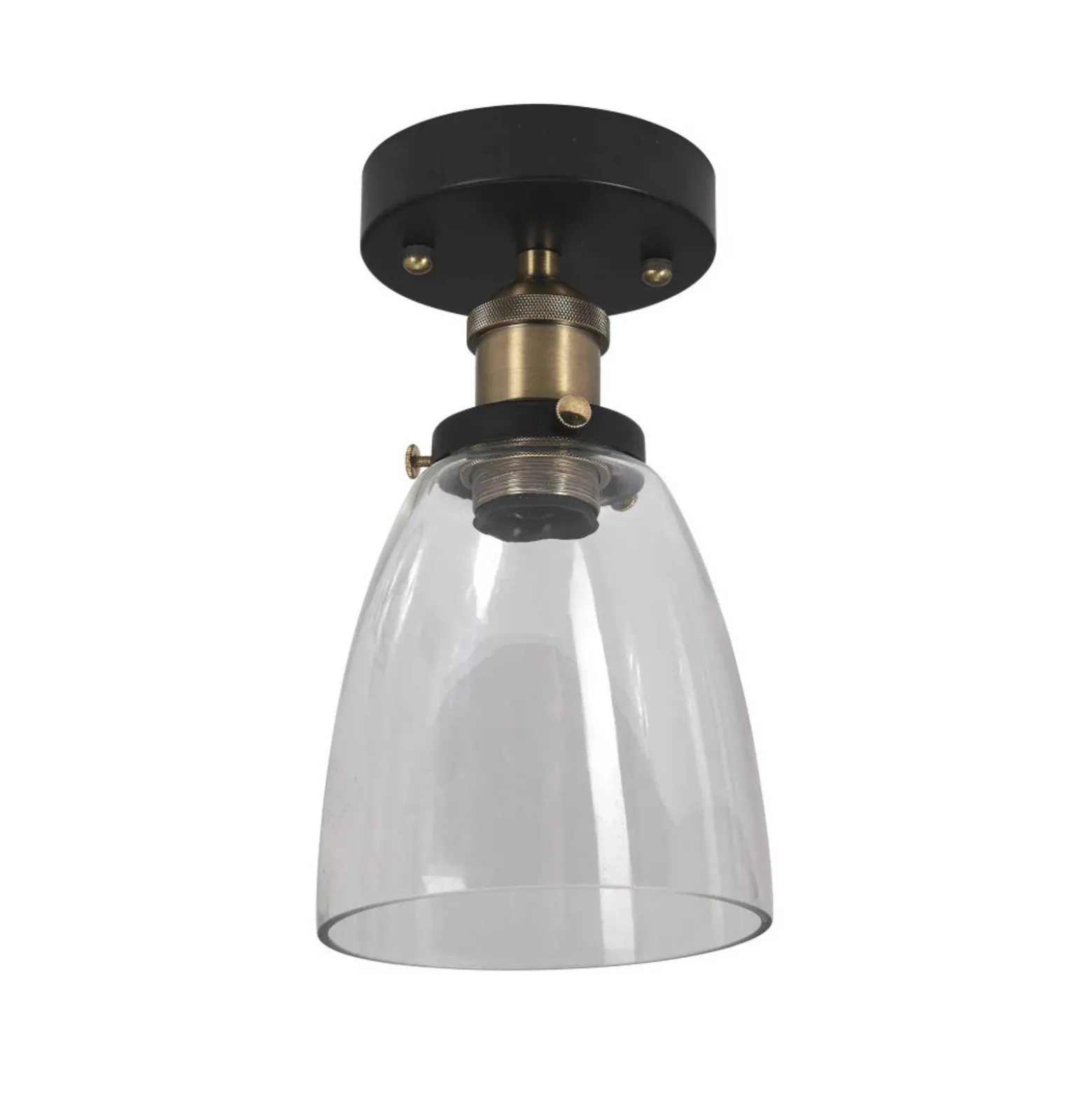 PR Home Plafón Kappa, latón/claro, cristal, Ø 14 cm
