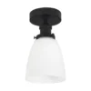 PR Home Plafón Kappa, negro/opal, cristal, Ø 14 cm