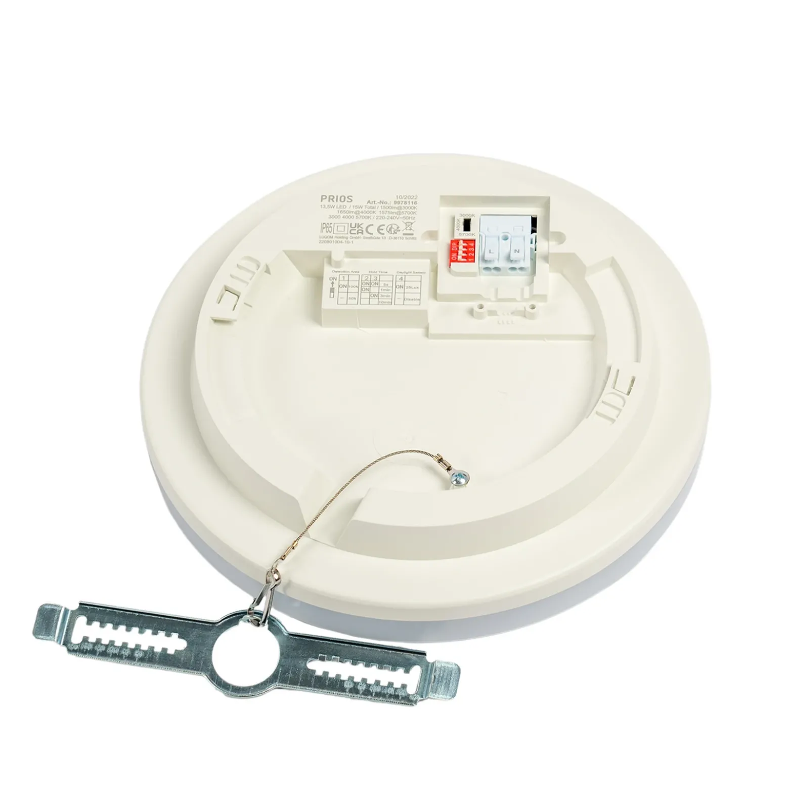 Prios Artin plafón LED, sensor, redondo, 22 cm