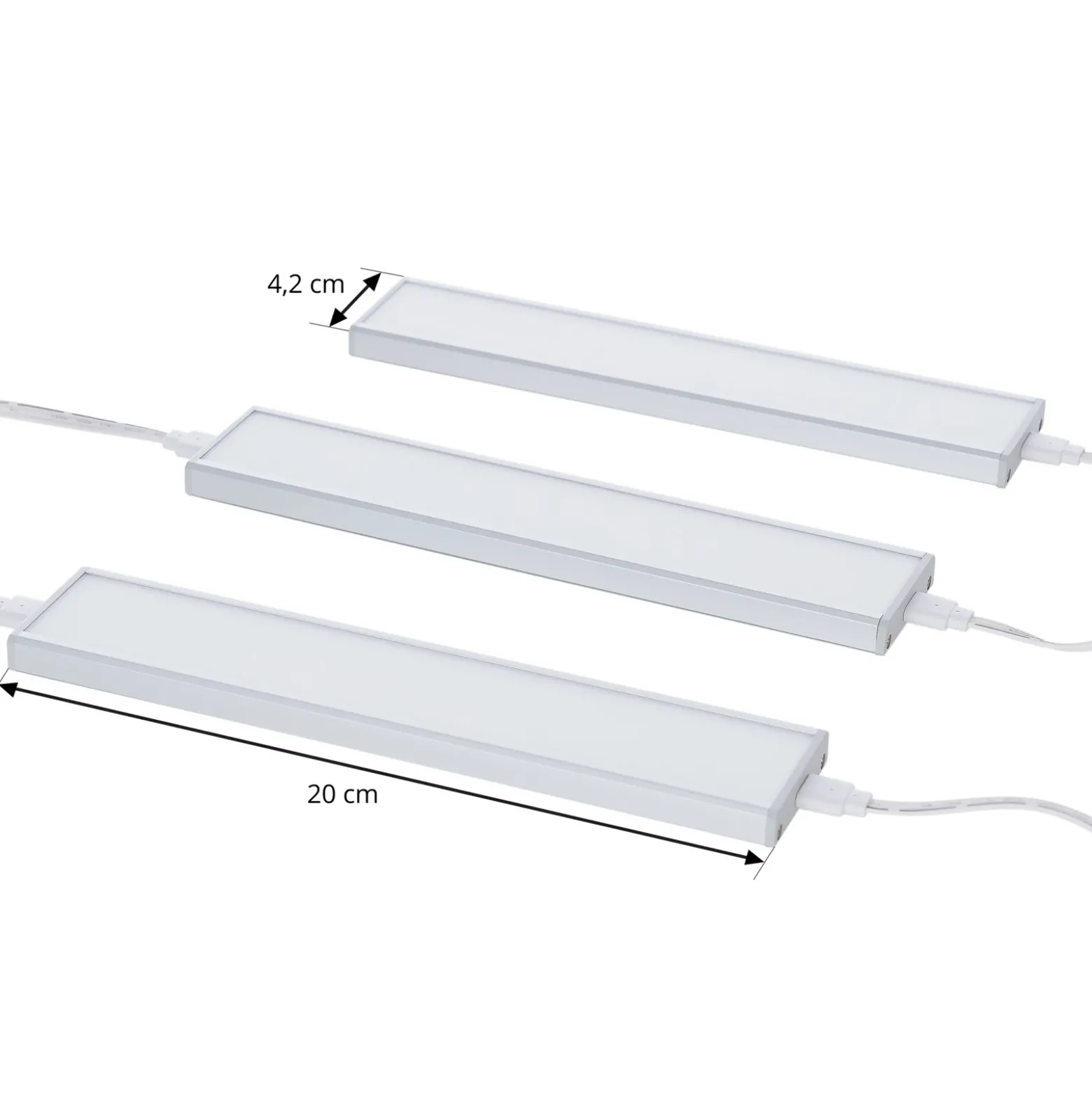 Prios Ashtonis Lámpara LED bajo mueble, set de 3, 20 cm