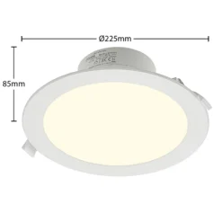 Prios foco empotrable LED Rida, blanco. Ø 23 cm, 25W, CCT, IP44