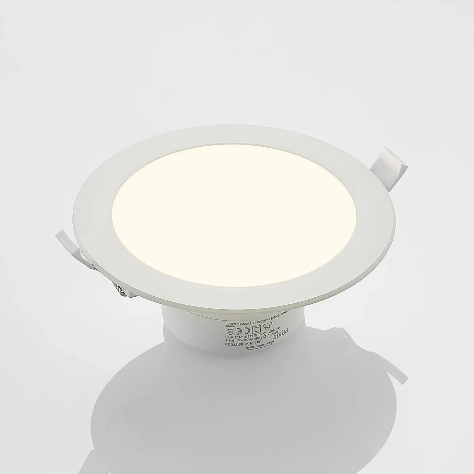 Prios foco empotrable LED Rida, blanco. Ø 19 cm, CCT, IP44