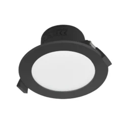 Prios foco empotrable LED Rida, negro, Ø 12 cm, CCT, IP44