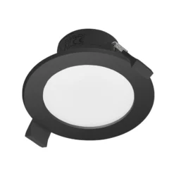 Prios foco empotrable LED Rida, negro, Ø 10 cm, CCT, IP44