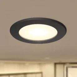 Prios foco empotrable LED Rida, negro, Ø 10 cm, CCT, IP44