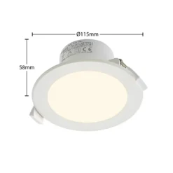 Prios foco empotrable LED Rida, blanco. Ø 12 cm, CCT, IP44