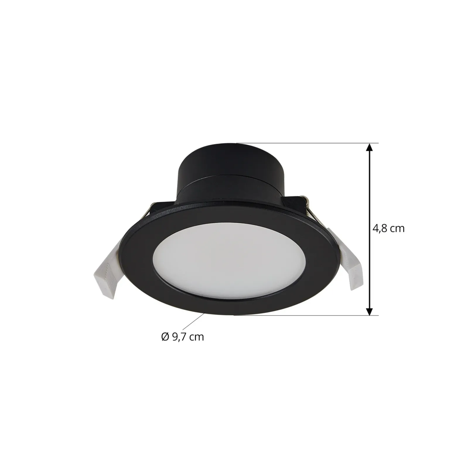 Prios foco empotrable LED Rida, negro, Ø 12 cm, CCT, IP44