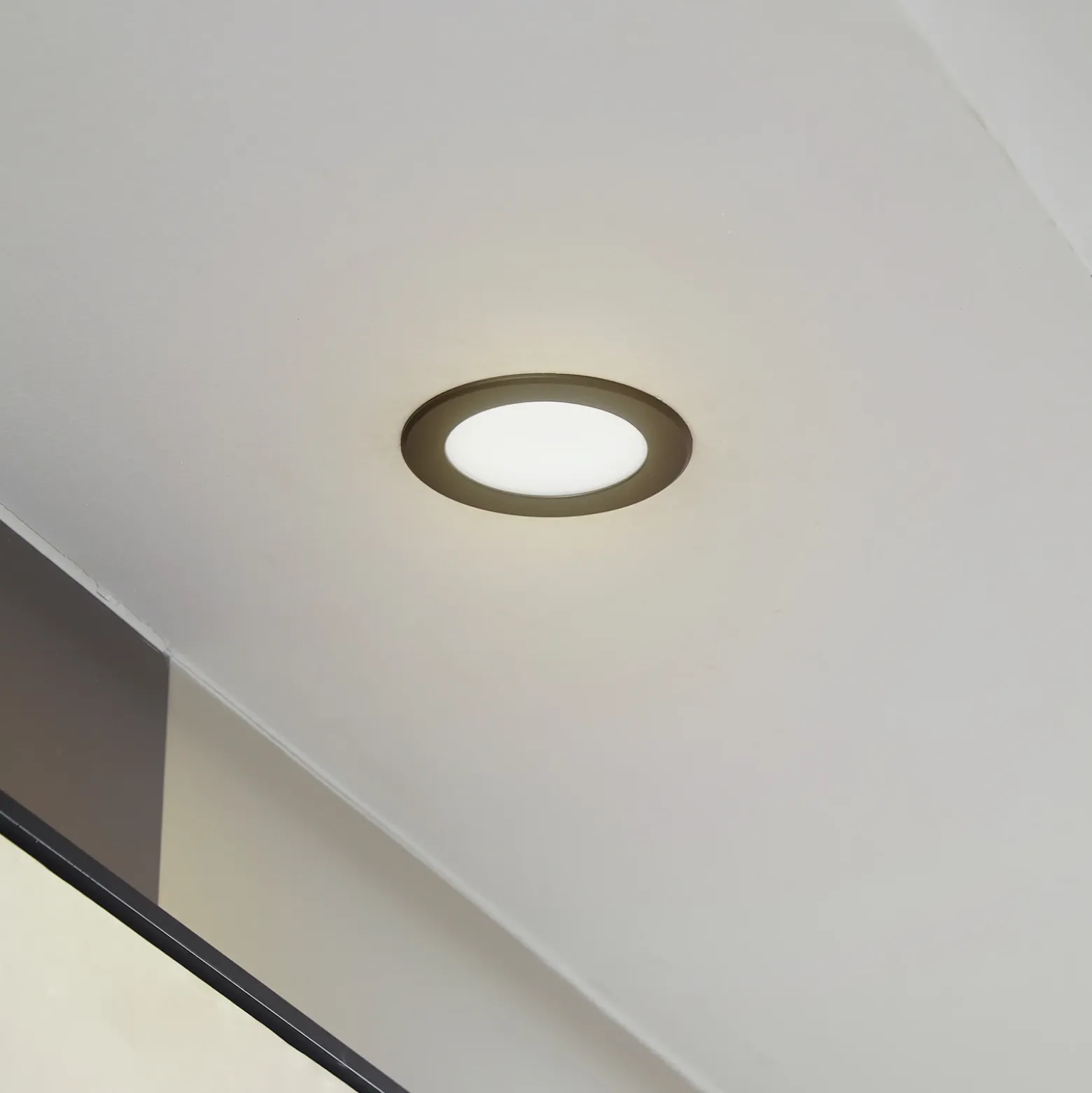 Prios foco empotrable LED Rida, negro, Ø 10 cm, CCT, IP44
