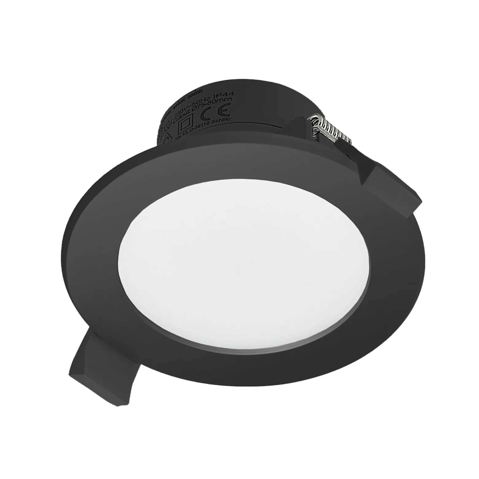 Prios foco empotrable LED Rida, negro, Ø 10 cm, CCT, IP44