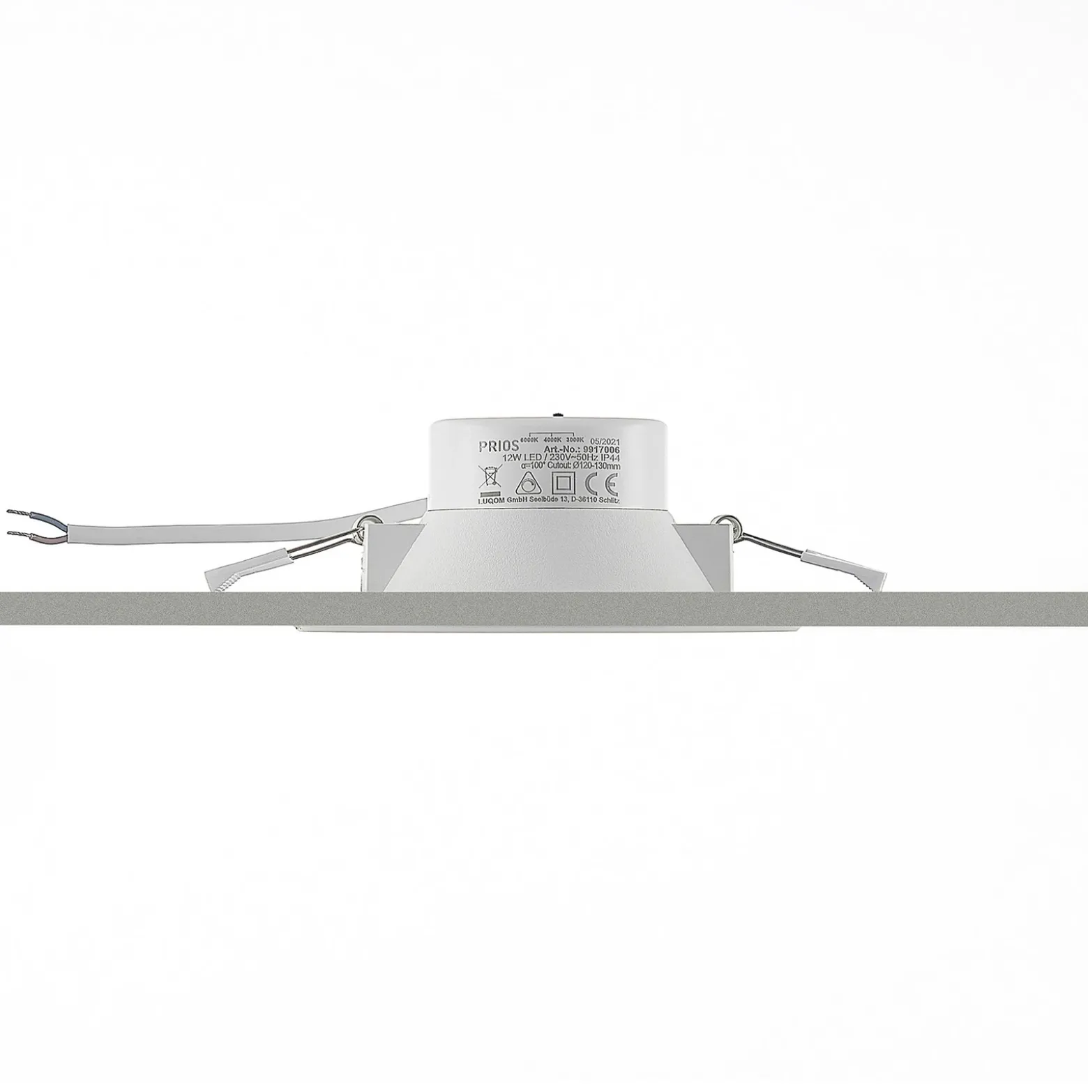 Prios foco empotrable LED Rida, blanco. Ø 15 cm, CCT, IP44