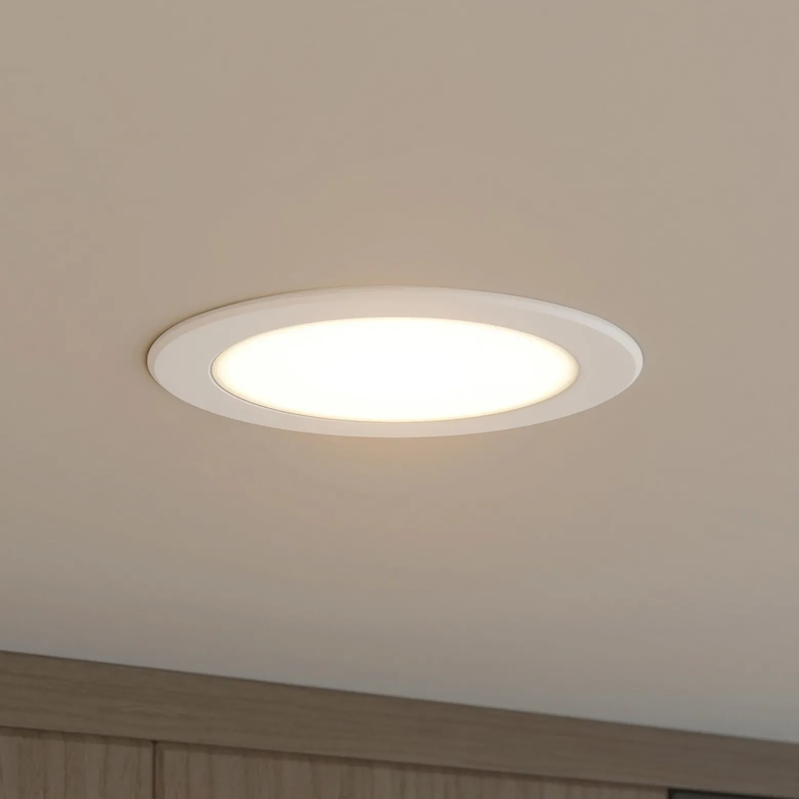 Prios foco empotrable LED Rida, blanco. Ø 15 cm, CCT, IP44