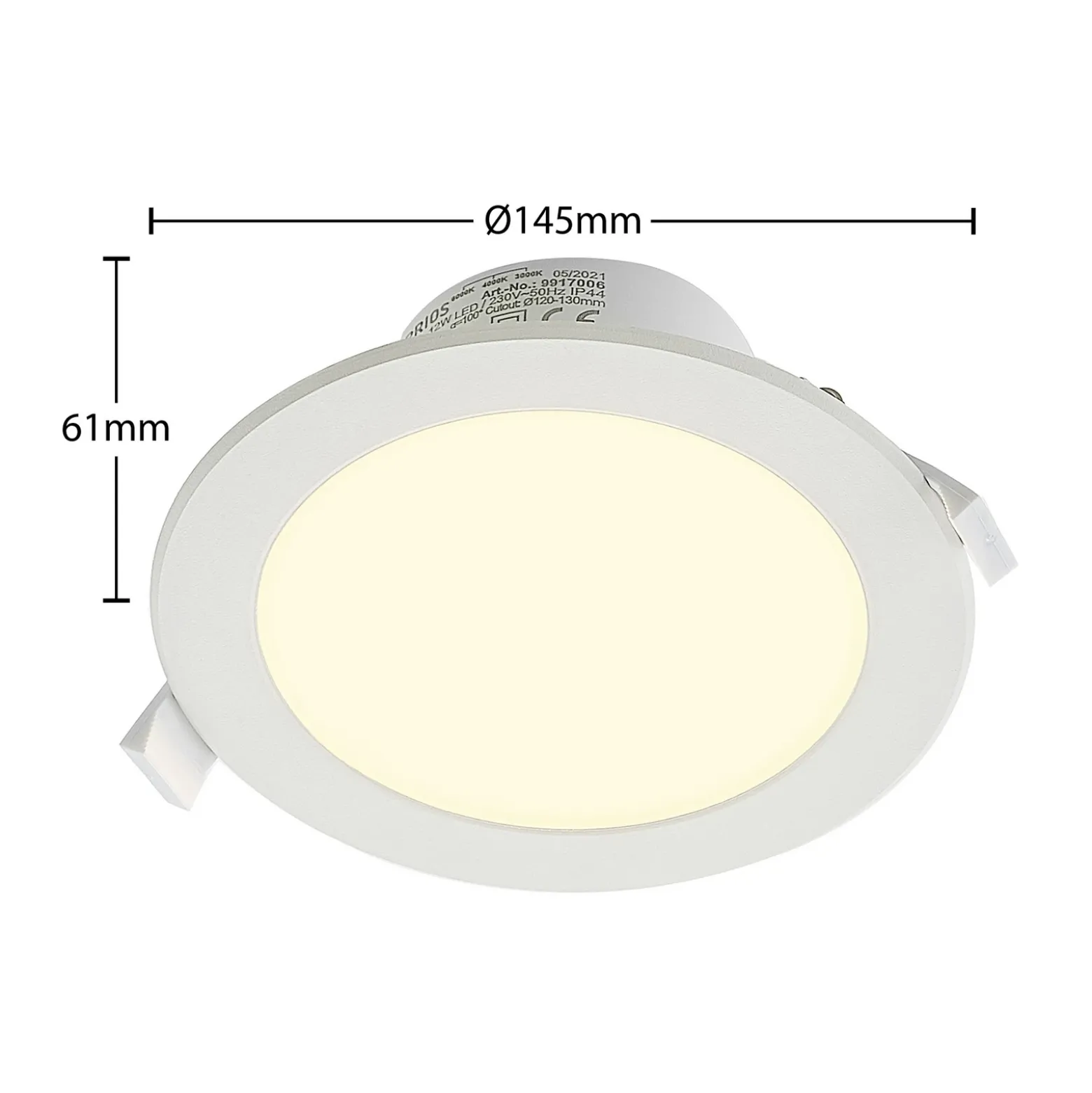 Prios foco empotrable LED Rida, blanco. Ø 15 cm, CCT, IP44