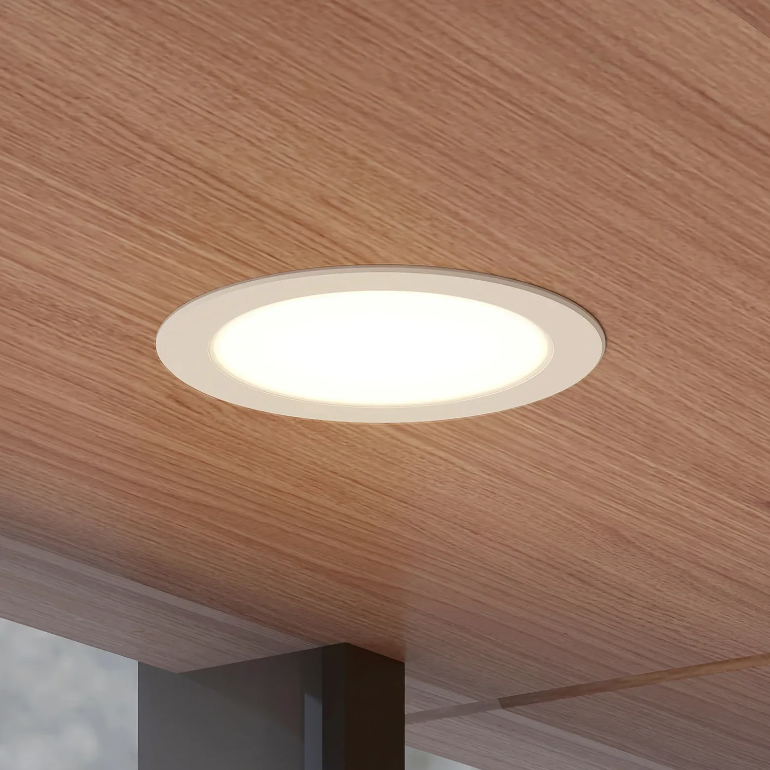 Prios foco empotrable LED Rida, blanco. Ø 23 cm, 30W, CCT, IP44