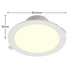 Prios foco empotrable LED Rida, blanco. Ø 23 cm, 30W, CCT, IP44