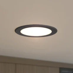 Prios foco empotrable LED Rida, negro, 14,5 cm, 12 W, CCT