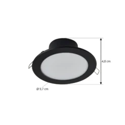 Prios foco empotrable LED Rida, negro, 14,5 cm, 12 W, CCT
