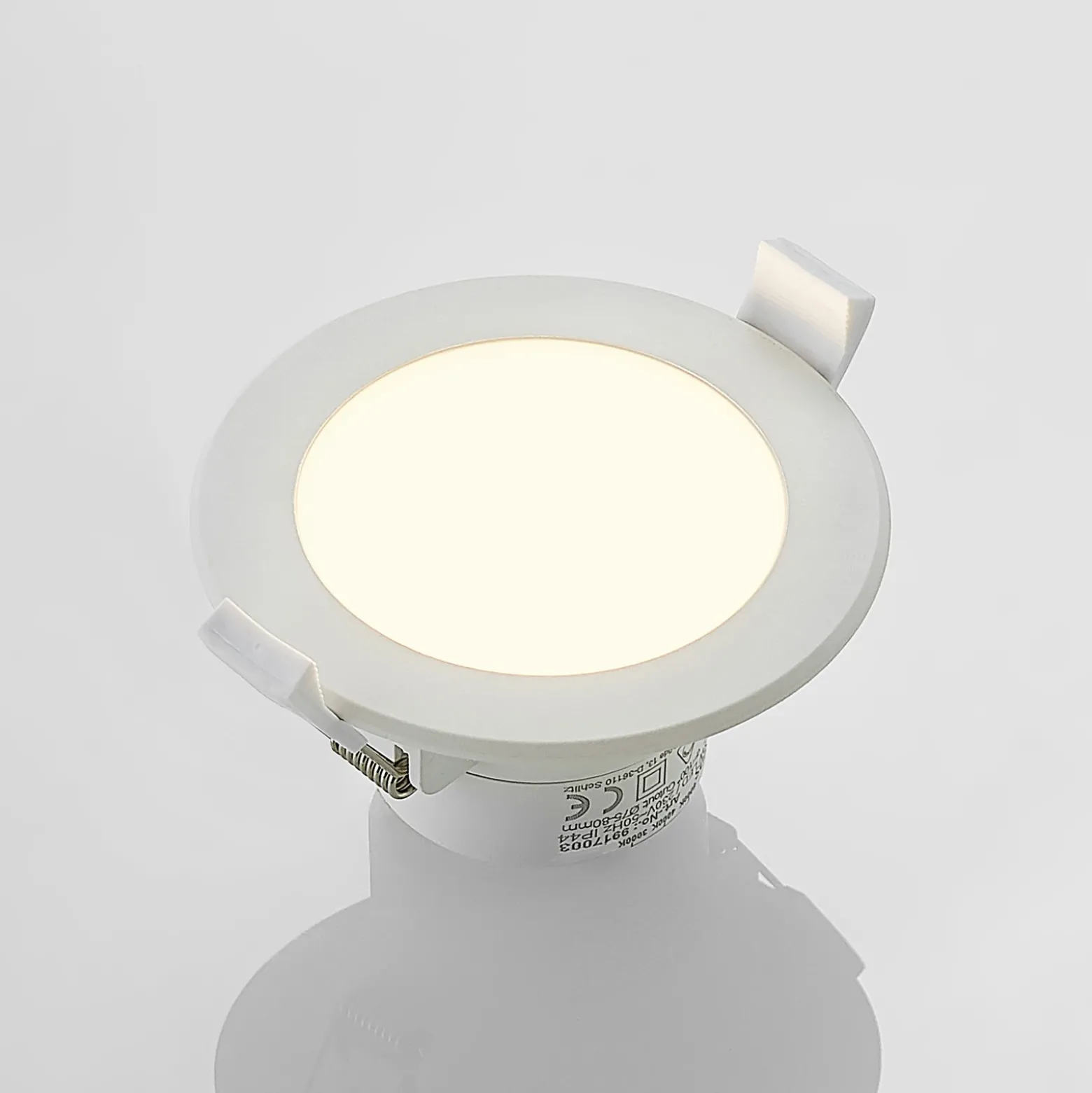 Prios foco empotrable LED Rida, blanco. Ø 10 cm, CCT, IP44