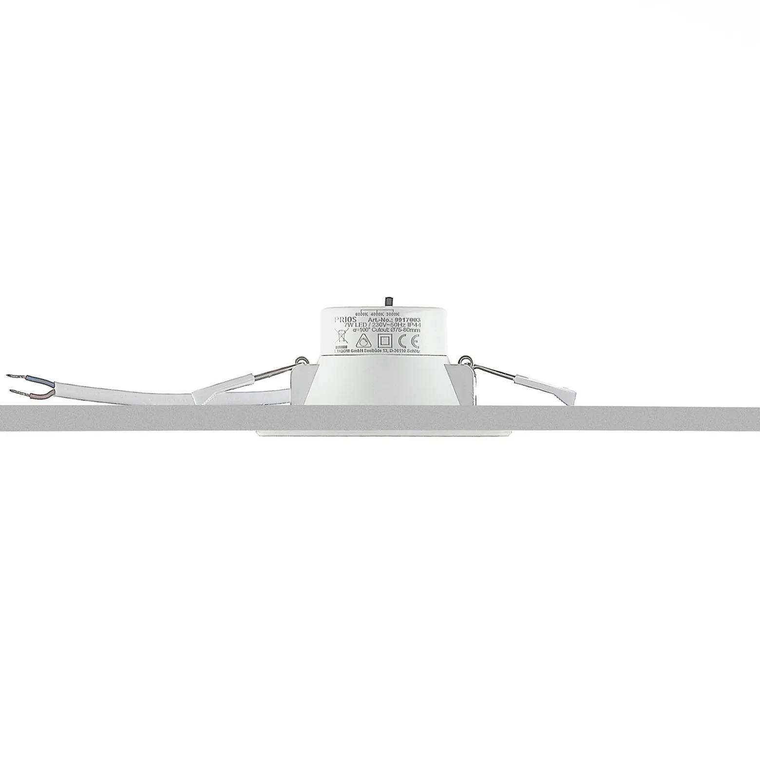 Prios foco empotrable LED Rida, blanco. Ø 10 cm, CCT, IP44