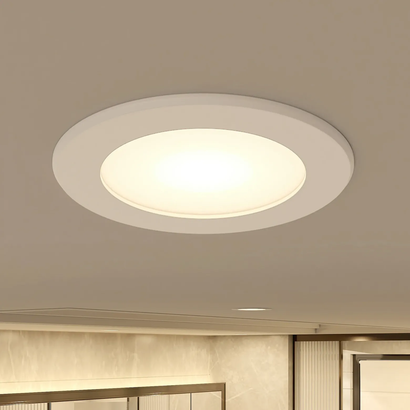 Prios foco empotrable LED Rida, blanco. Ø 10 cm, CCT, IP44