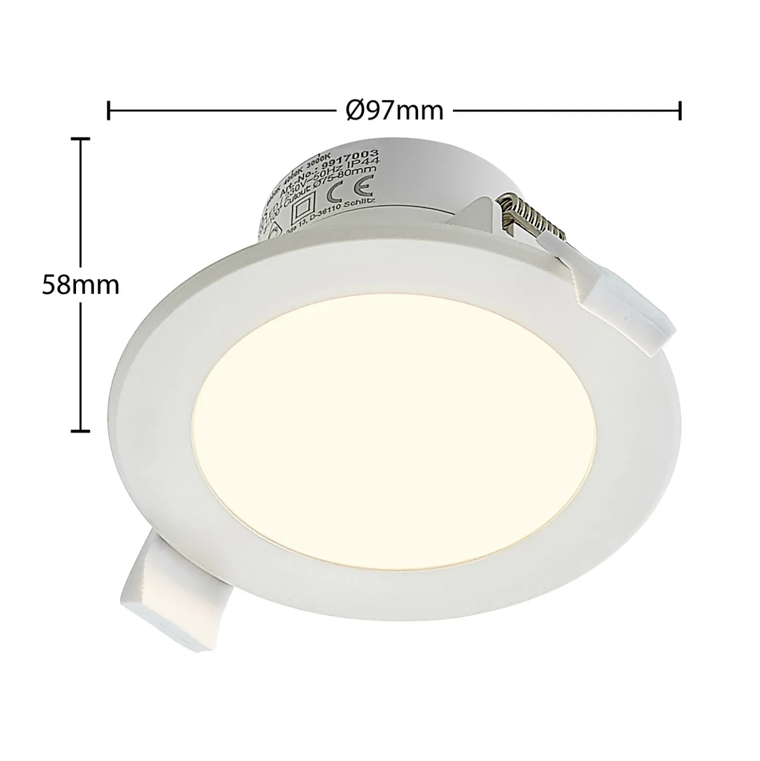 Prios foco empotrable LED Rida, blanco. Ø 10 cm, CCT, IP44