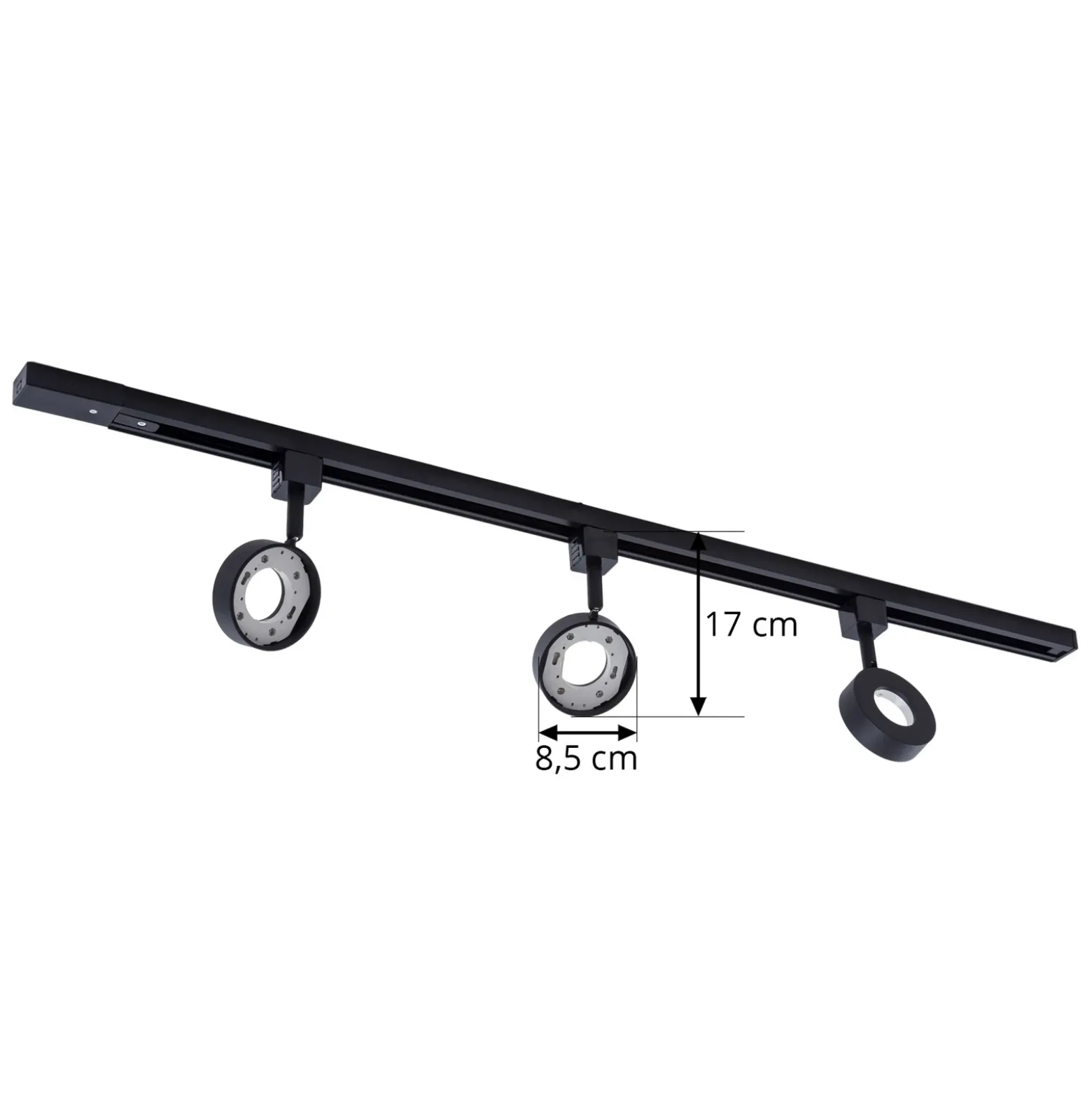 Prios Jardani sistema de riel monofásico 3 luces negro