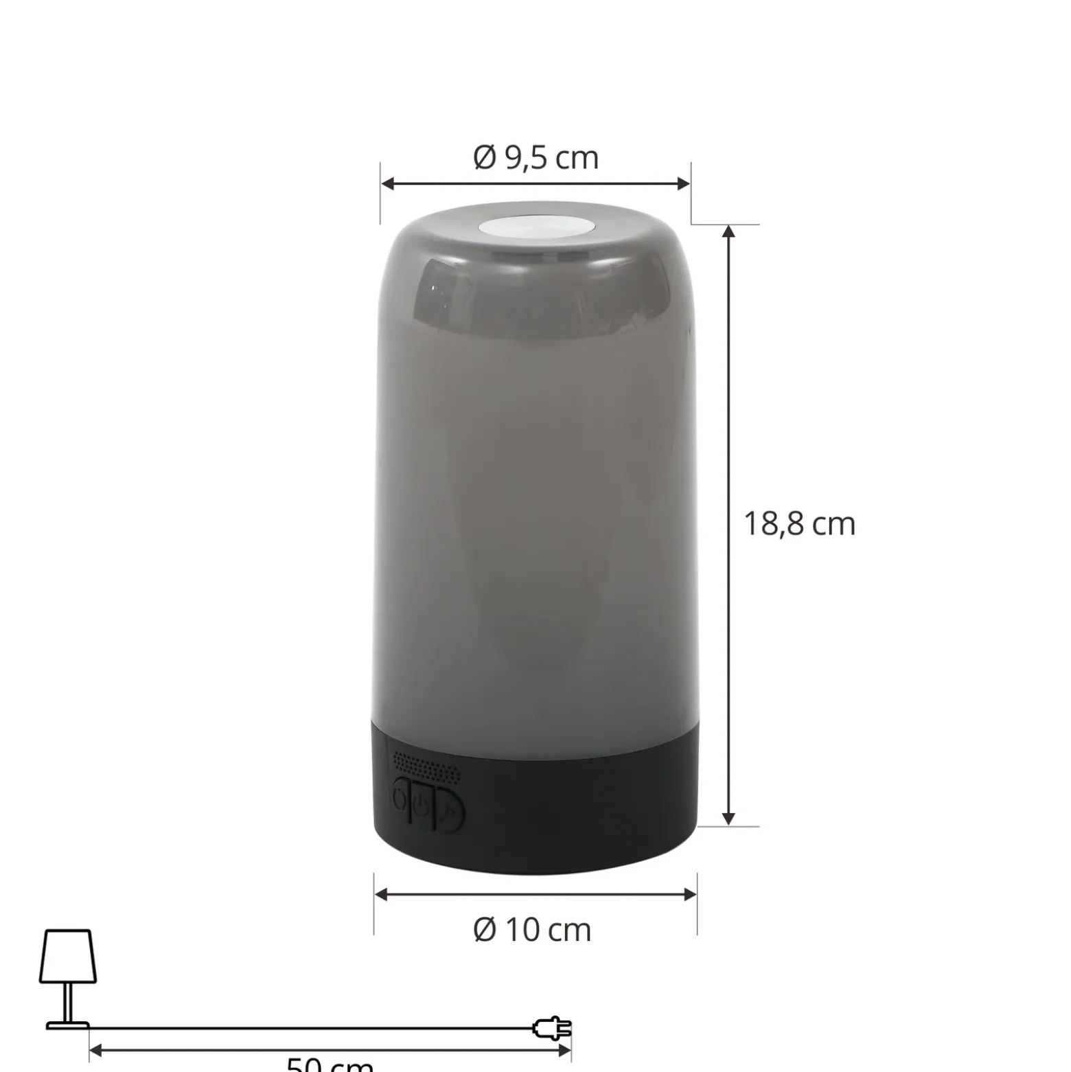 Prios lámpara de mesa LED recargable Valtari, blanca, altura 19 cm, RGB