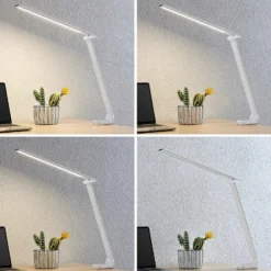 Prios lámpara de mesa LED Tamarin, altura 40 cm, blanca, atenuable