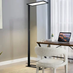 Prios lámpara de pie LED para oficina Taronis, negra, 195 cm, atenuable