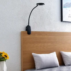 Prios lámpara de pinza LED Harumi, negra, batería recargable, USB, 51 cm