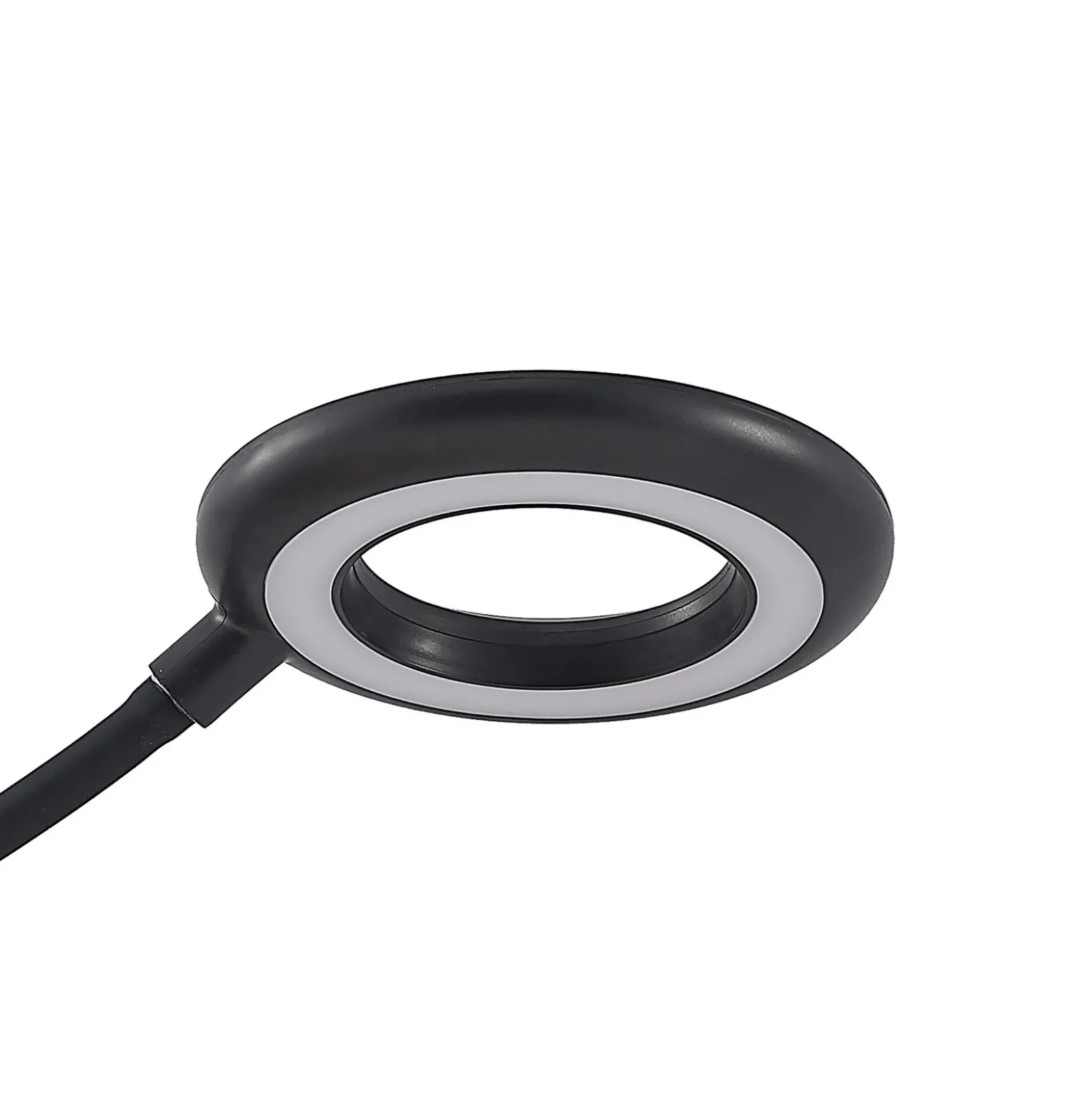 Prios lámpara de pinza LED Harumi, negra, batería recargable, USB, 51 cm