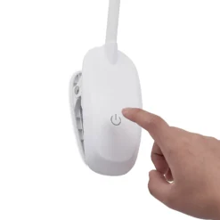 Prios lámpara de pinza LED Harumi, blanca, batería recargable, USB, 51 cm de