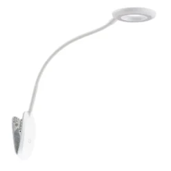 Prios lámpara de pinza LED Harumi, blanca, batería recargable, USB, 51 cm de