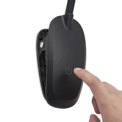 Prios lámpara de pinza LED Harumi, negra, batería recargable, USB, 51 cm