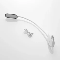 Prios lámpara de pinza LED Najari, altura 51 cm, blanco, batería recargable, USB