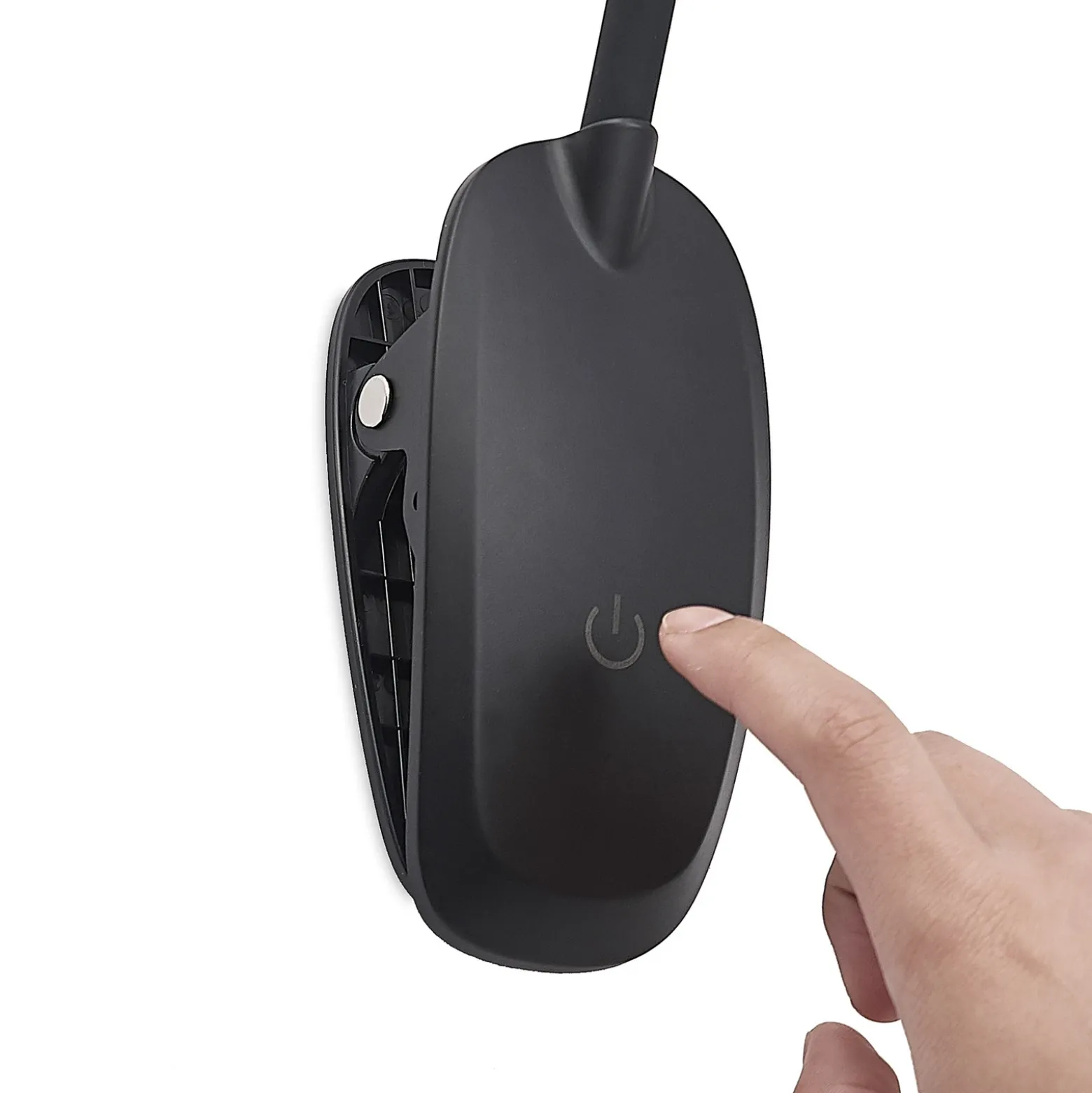 Prios lámpara de pinza LED Najari, negra, batería recargable, USB, 51 cm