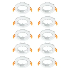 Prios lámpara de techo empotrable Fibur, blanco, zinc, Ø 8,2 cm, 10 unidades