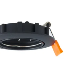 Prios lámpara de techo empotrable Fibur, negro, aluminio, Ø 8,2 cm