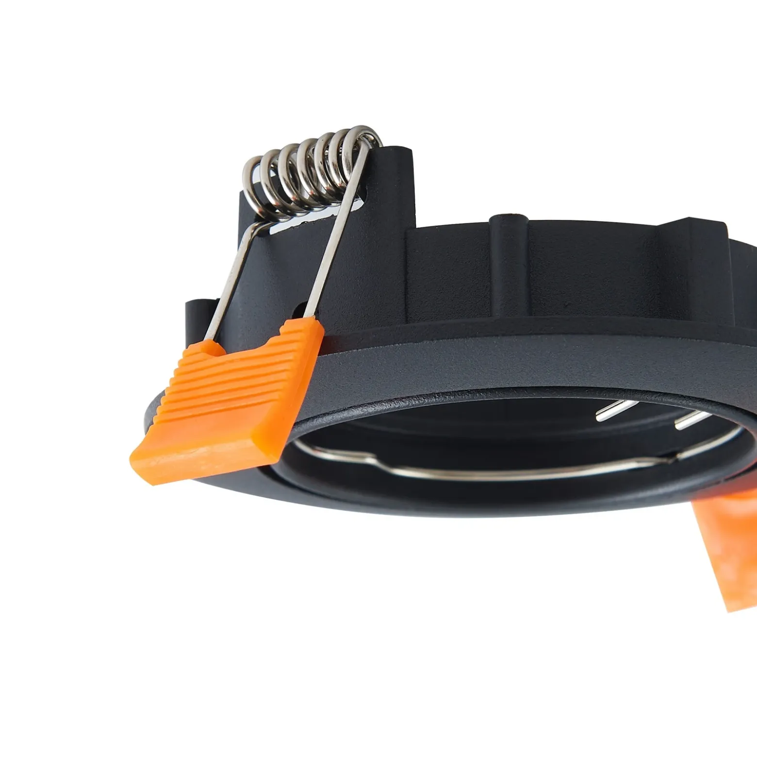 Prios lámpara de techo empotrable Fibur, negro, aluminio, Ø 8,2 cm