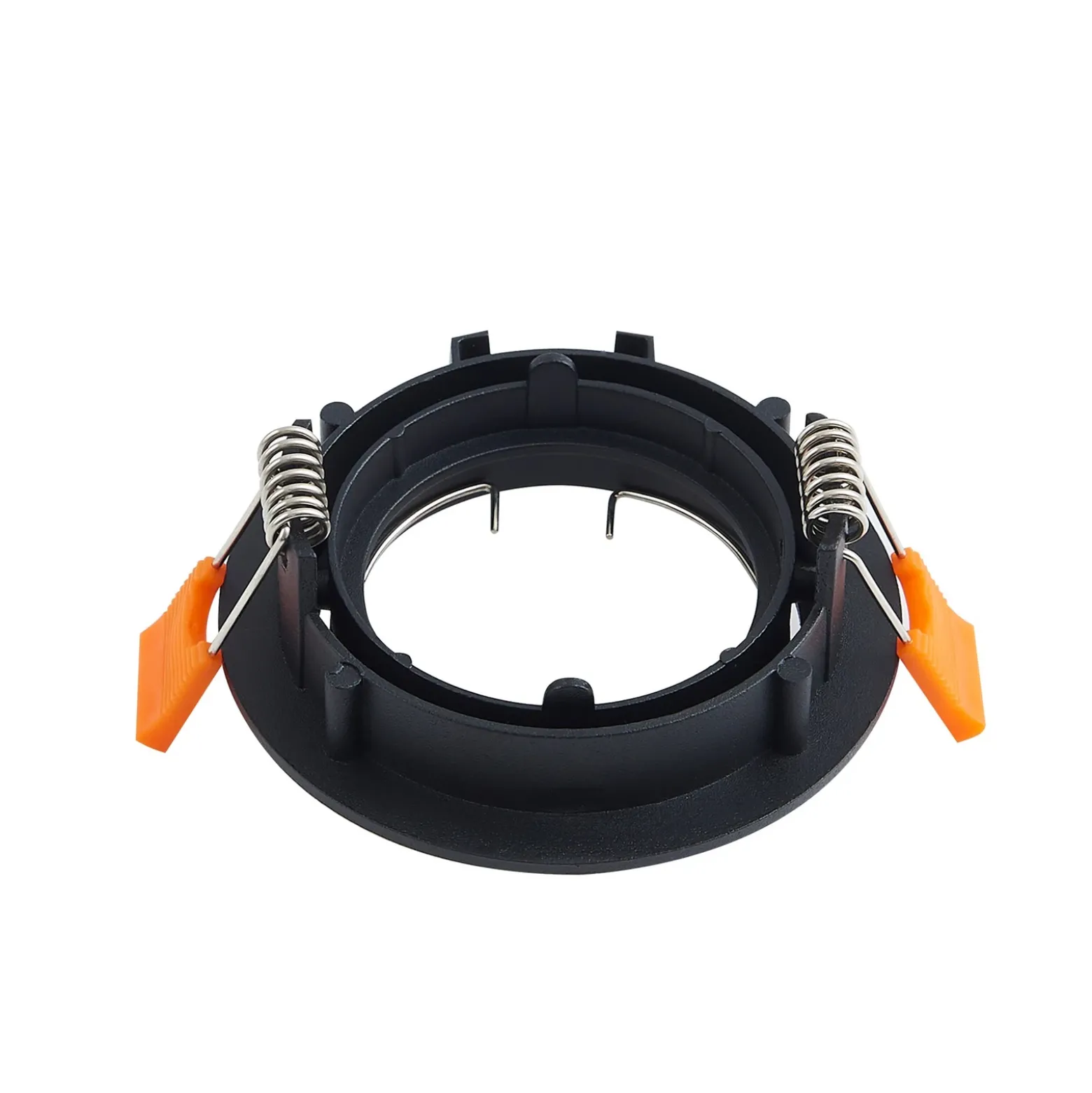 Prios lámpara de techo empotrable Fibur, negro, aluminio, Ø 8,2 cm