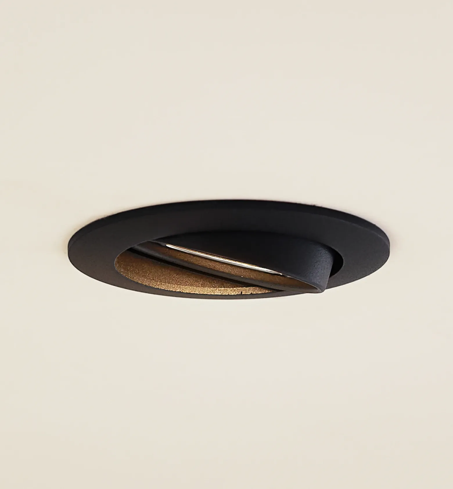 Prios lámpara de techo empotrable Fibur, negro, aluminio, Ø 8,2 cm