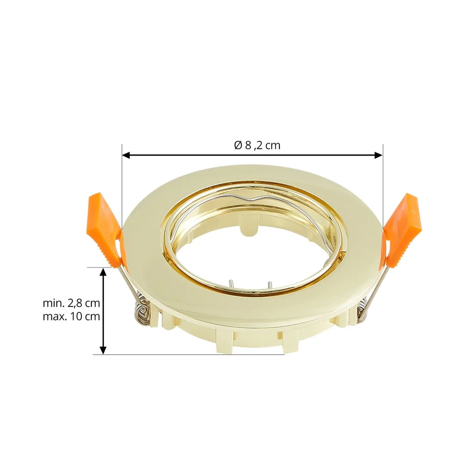 Prios lámpara de techo empotrable Fibur, oro, aluminio, Ø 8,2 cm