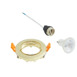 Prios lámpara de techo empotrable Fibur, oro, aluminio, Ø 8,2 cm
