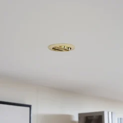 Prios lámpara de techo empotrable Fibur, oro, aluminio, Ø 8,2 cm